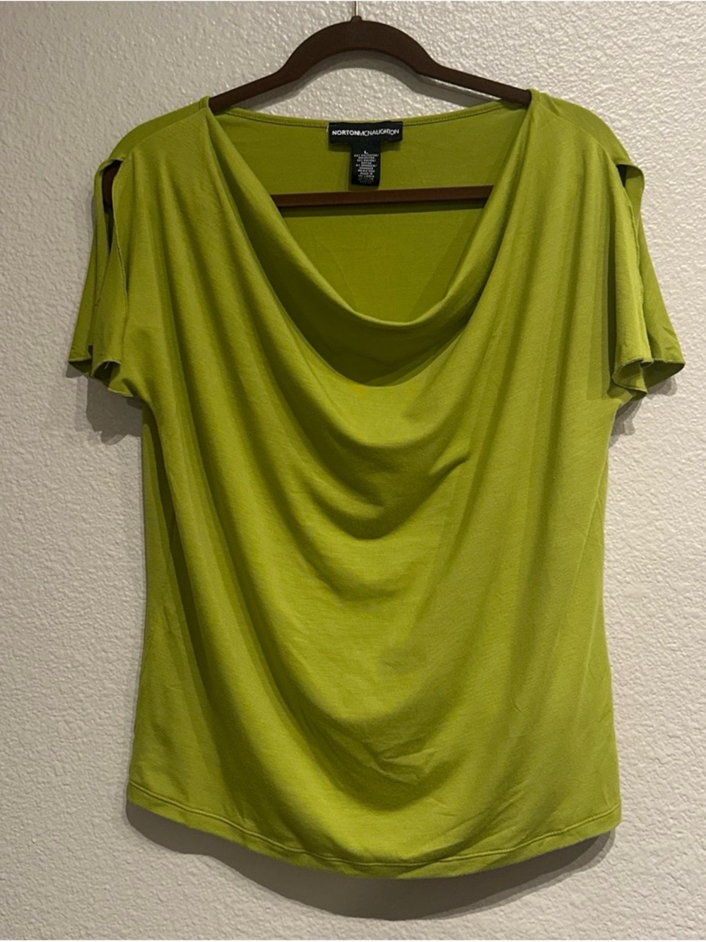 Norton McNaughton Women's Lime Draped Neck Short Sleeve Tee